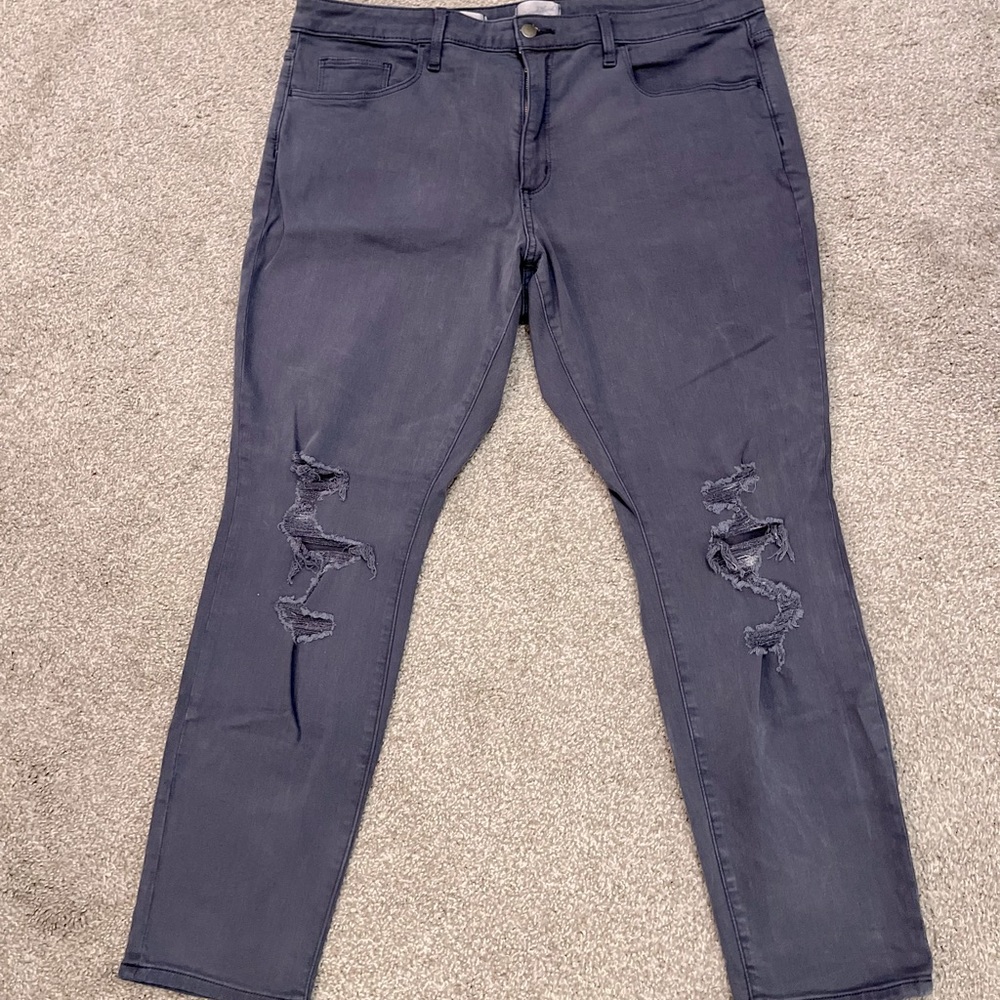 Dust blue distressed skinny jeans Size 18